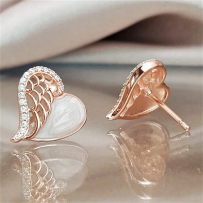 sengpan gifts for women  New Trendy Pearl Rhinestone Heart Stud Earrings for Women Korean Flower Crystal Zircon Statement Earrings Fashion Jewelry Gift