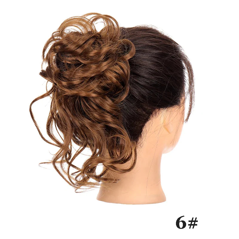 sengpan Synthetic Curly Chignon Messy Bun Ponytails Hairpiece Extensions For Elastic Hair Band Hair Accessories For Women Curly Hair