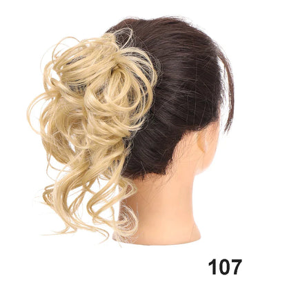 sengpan Synthetic Curly Chignon Messy Bun Ponytails Hairpiece Extensions For Elastic Hair Band Hair Accessories For Women Curly Hair