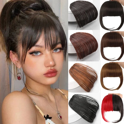 sengpan Synthetic Fake Hair Bangs Hair Clips For Extensions Natural Straigth Black Invisible Wig Women Natural Neat Hair Bang