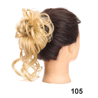 sengpan Synthetic Curly Chignon Messy Bun Ponytails Hairpiece Extensions For Elastic Hair Band Hair Accessories For Women Curly Hair