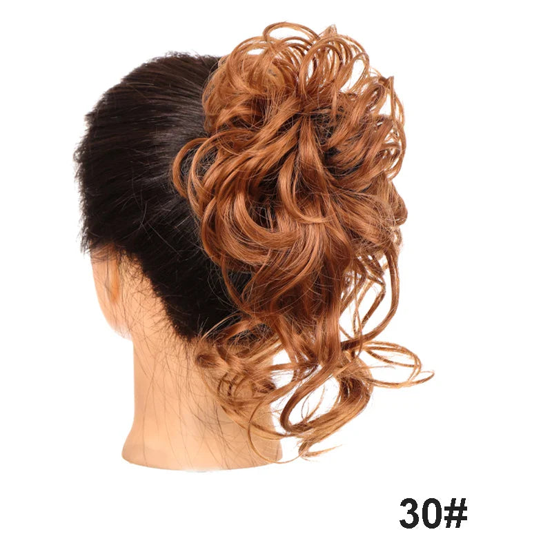 sengpan Synthetic Curly Chignon Messy Bun Ponytails Hairpiece Extensions For Elastic Hair Band Hair Accessories For Women Curly Hair