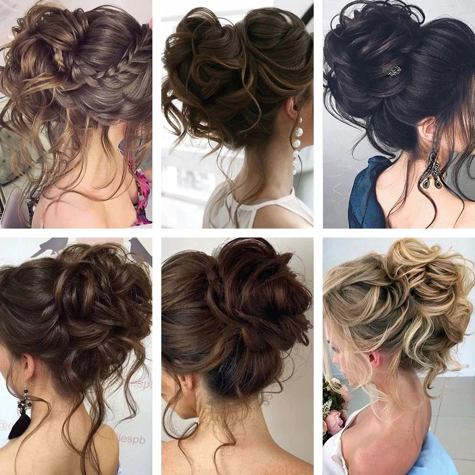 sengpan Synthetic Curly Chignon Messy Bun Ponytails Hairpiece Extensions For Elastic Hair Band Hair Accessories For Women Curly Hair