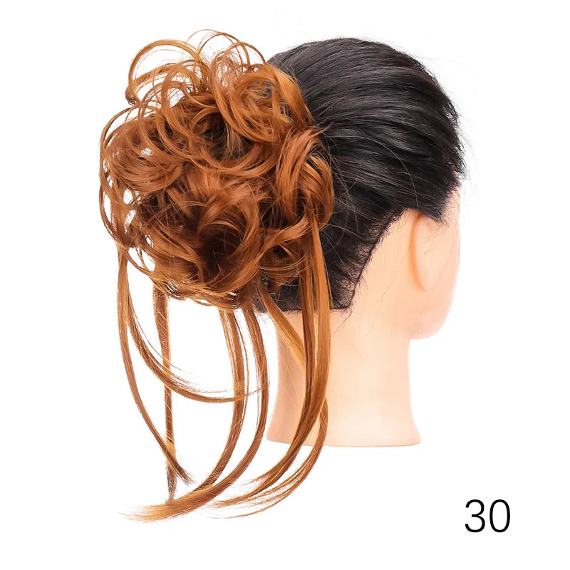 sengpan Synthetic Curly Chignon Messy Bun Ponytails Hairpiece Extensions For Elastic Hair Band Hair Accessories For Women Curly Hair