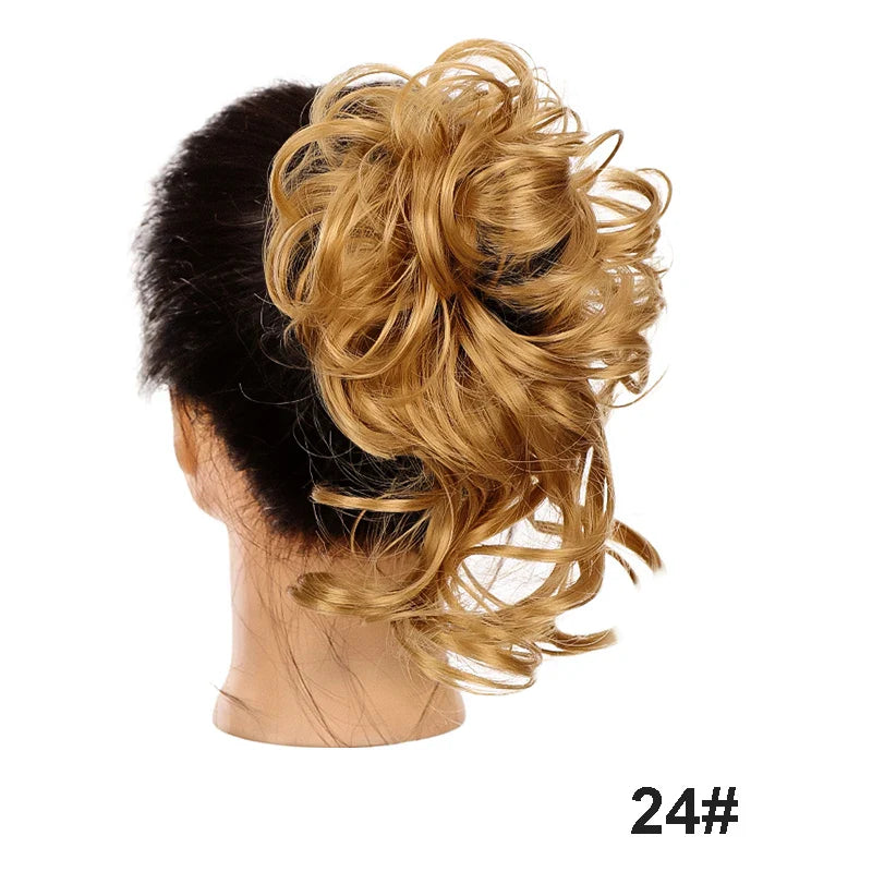 sengpan Synthetic Curly Chignon Messy Bun Ponytails Hairpiece Extensions For Elastic Hair Band Hair Accessories For Women Curly Hair