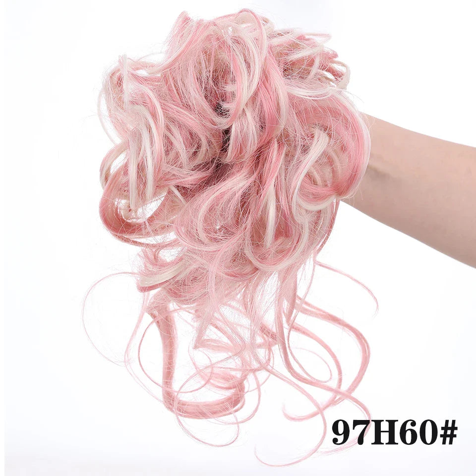 sengpan Synthetic Curly Chignon Messy Bun Ponytails Hairpiece Extensions For Elastic Hair Band Hair Accessories For Women Curly Hair