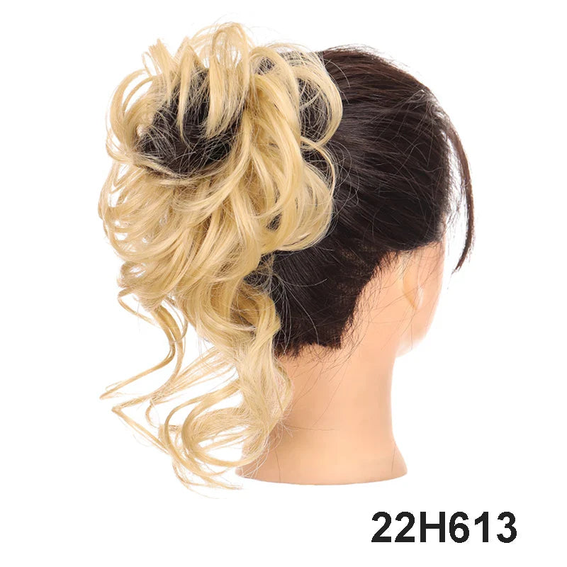 sengpan Synthetic Curly Chignon Messy Bun Ponytails Hairpiece Extensions For Elastic Hair Band Hair Accessories For Women Curly Hair