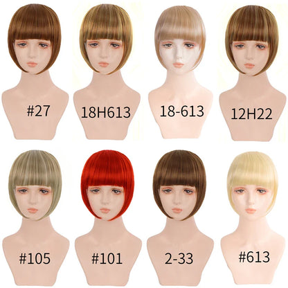 sengpan Synthetic Fake Hair Bangs Hair Clips For Extensions Natural Straigth Black Invisible Wig Women Natural Neat Hair Bang