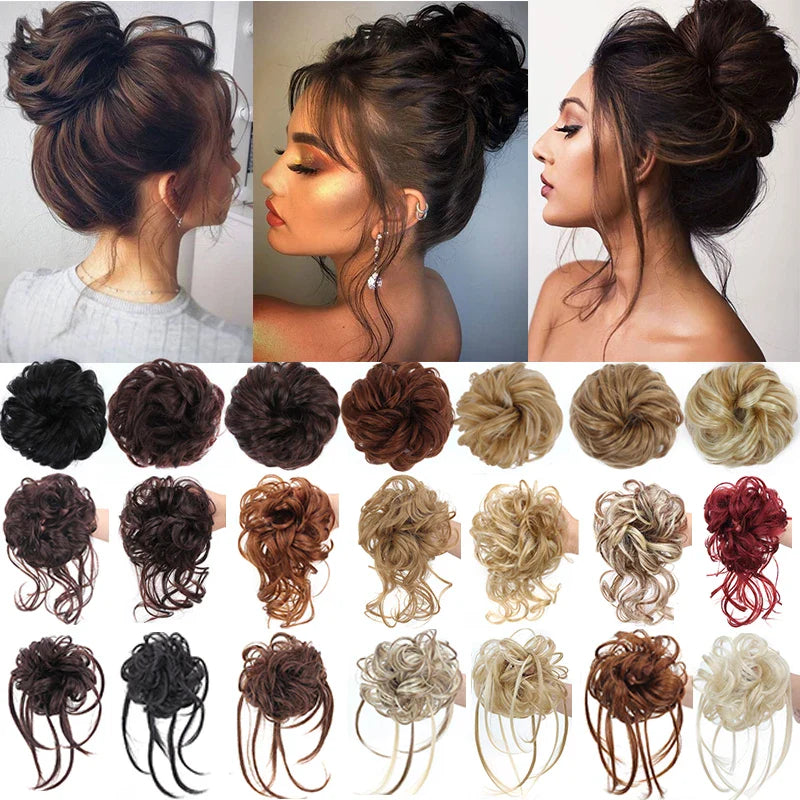 sengpan Synthetic Curly Chignon Messy Bun Ponytails Hairpiece Extensions For Elastic Hair Band Hair Accessories For Women Curly Hair