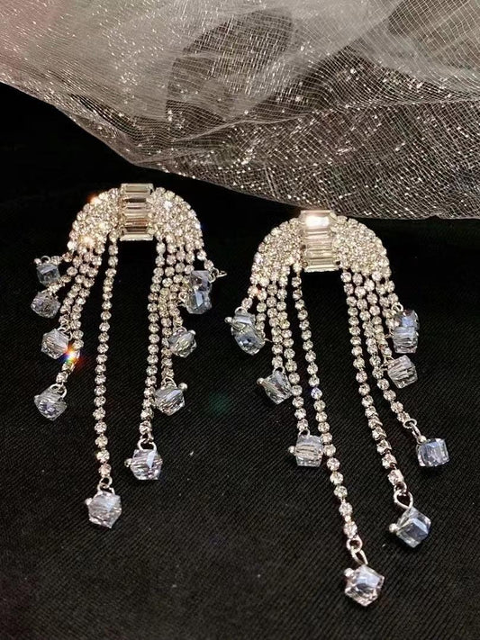 Lianfudai 2024 New Tassel Crystal Earring