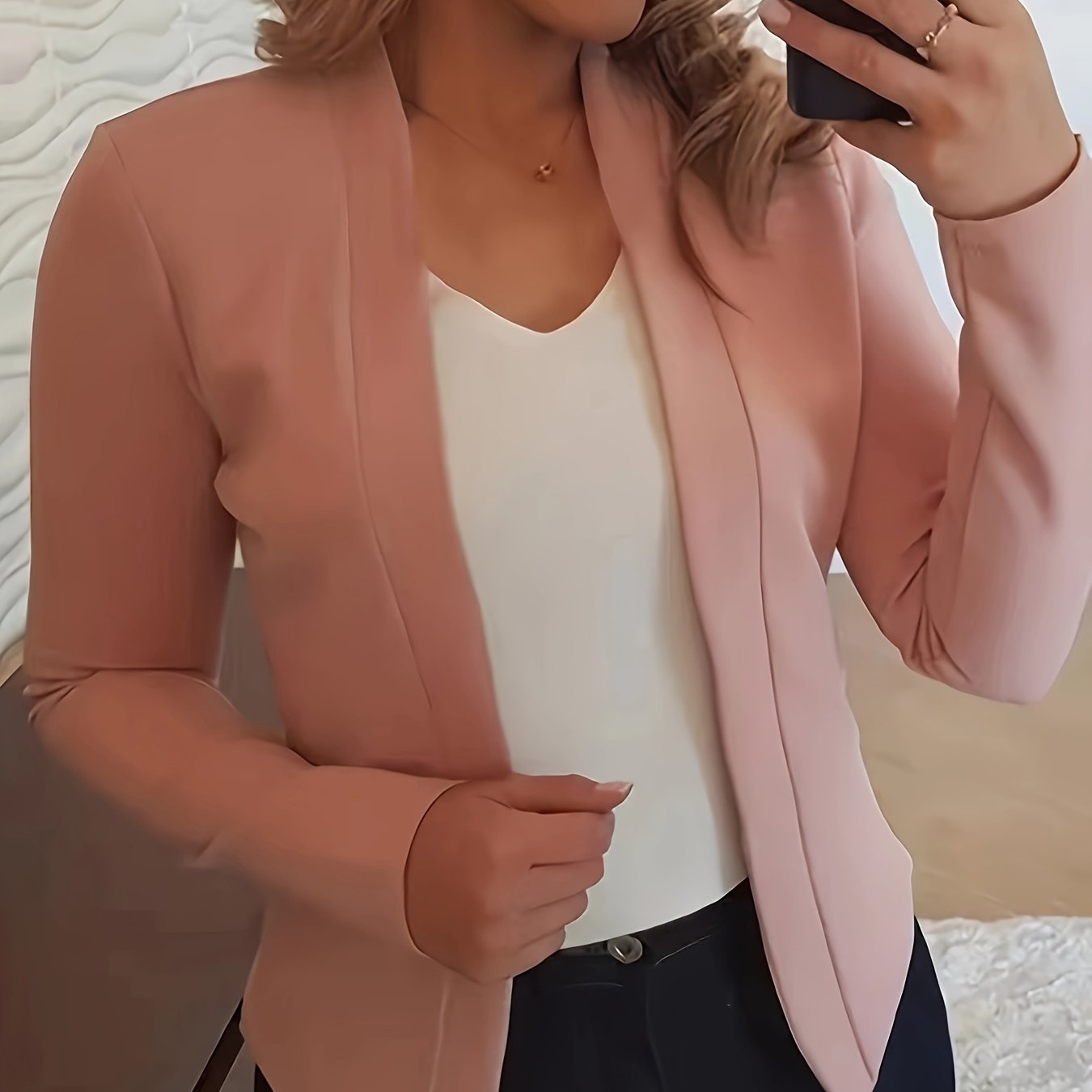 Fall/Winter Chic Blazer for Women - Durable, Easy-Care, Stand Collar Casual Office Jacket