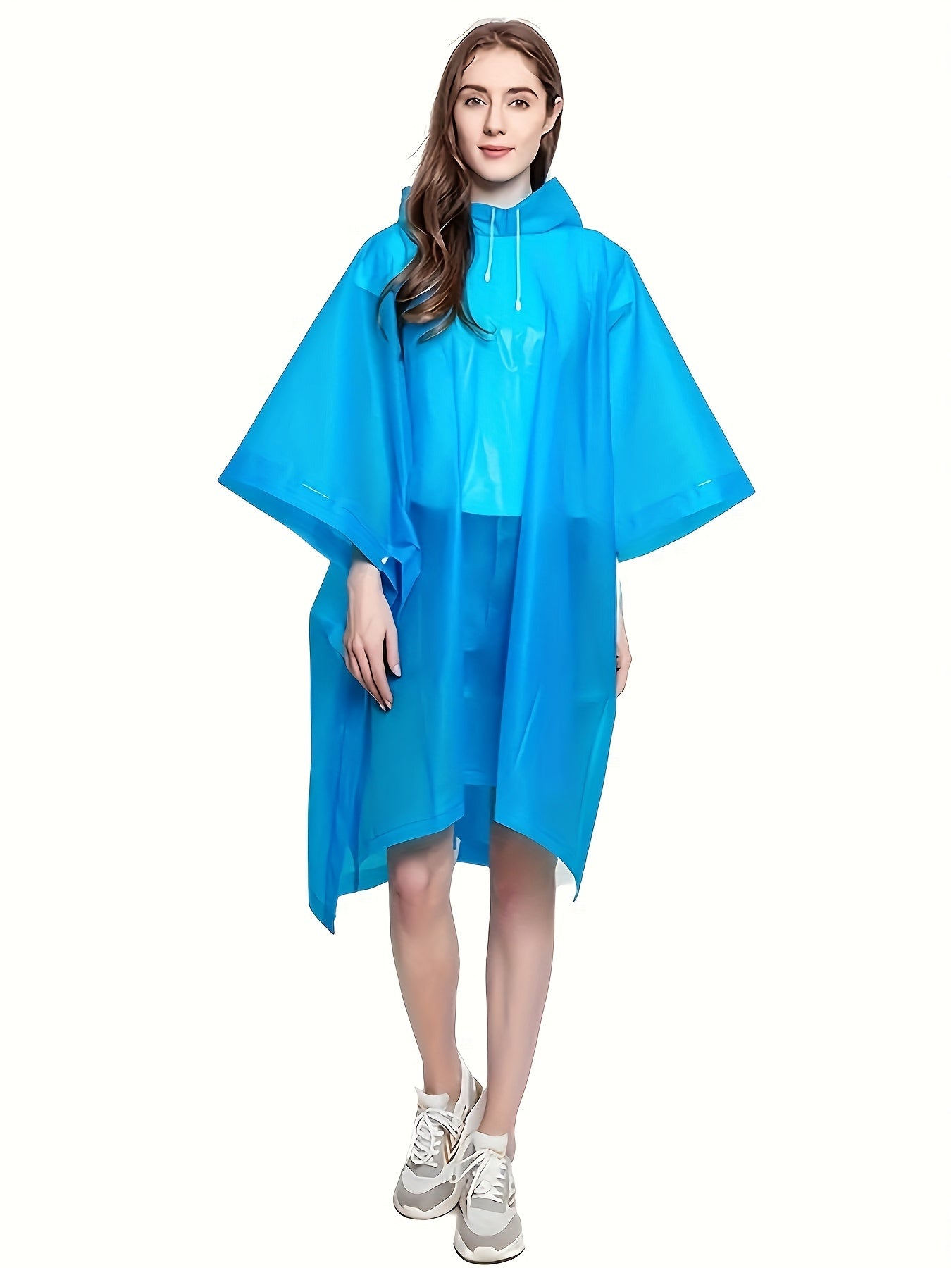 1pc, Sports Style, Women's 2-in-1 EVA Non-Disposable Raincoat with Side Snaps, Lightweight Simple Cape Poncho, Versatile for Rain Protection and Picnic Mat Use