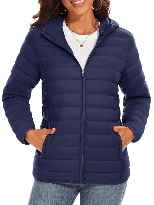 WarmthPlus Plus Size Down Jacket - Lightweight, Hooded, Waterproof, Windproof, and Padded for Winter Outdoor Activities - Comfortable and Fashionable Coat for Hiking, Camping, and Mountaineering