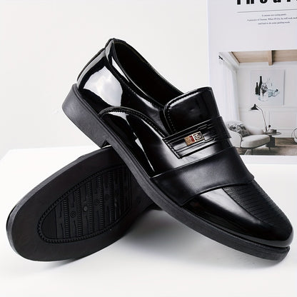 Mens PU Loafers - Slip-On Formal Shoes with Rubber Soles and PU Insoles for Business Office, Spring, Summer, and Autumn Wear - Easy to Wear and Comfortable