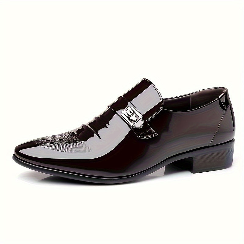 Mens Luxury Patent Leather Loafers - Anti-Skid, Slip-Resistant, Formal Dress Shoes for Business Office, Wedding, and Special Occasions - High-Quality, Comfortable, and Breathable