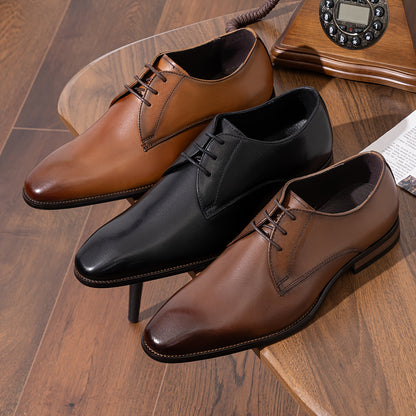 Classic Leather Oxford Derby Shoes for Men - Premium Quality, Formal, Business, Wingtip, Brogue, Retro Style, Comfortable, Breathable, Slip-Resistant, Durable - Ideal for Wedding, Job Interview, Formal Events