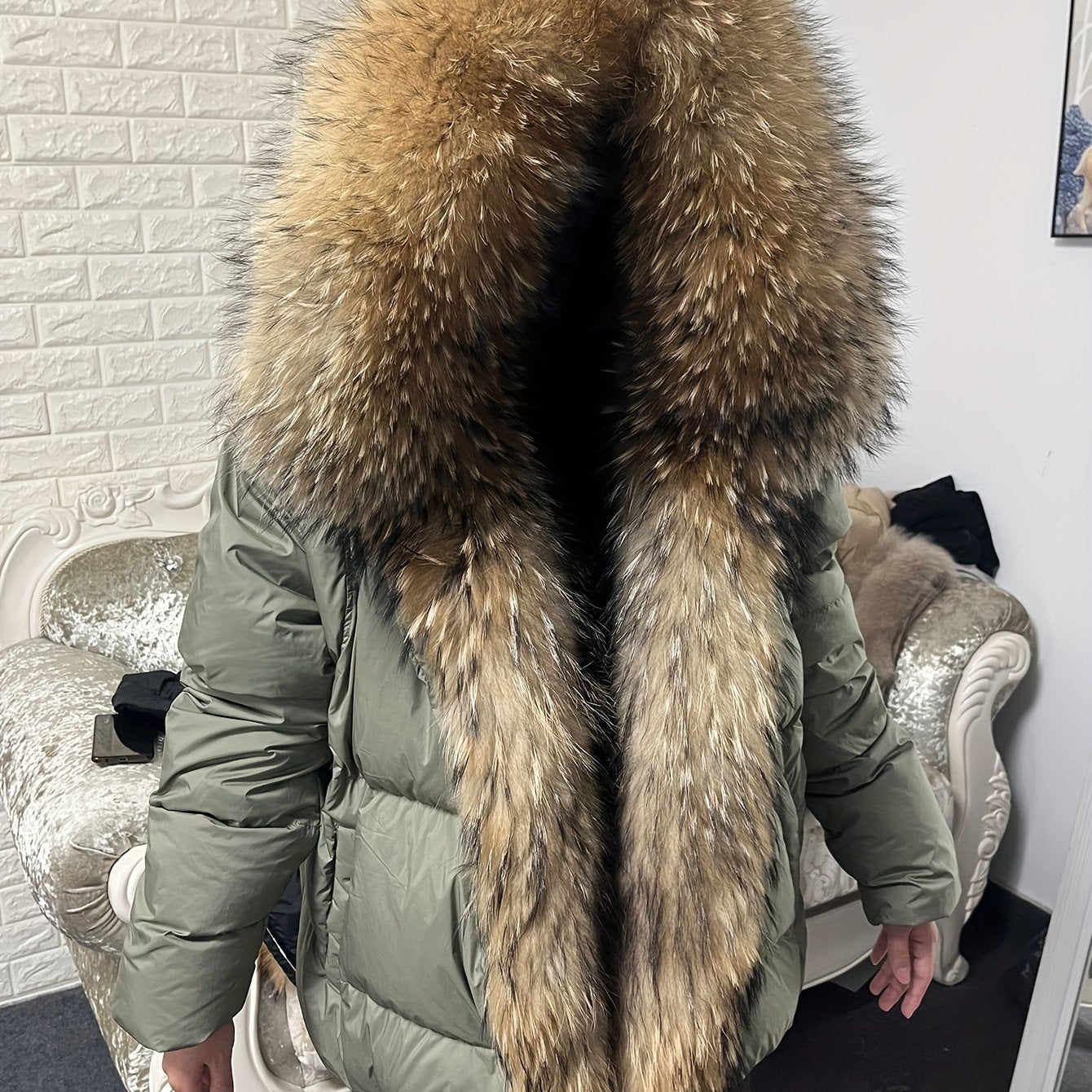 Plus Size Luxurious Fur Trim Hooded Down Jacket - Water-Resistant, Ultra-Warm, and Lightweight - Casual Long Sleeve Zipper Jacket for Winter, Women's Plus Size Clothing for Cold Weather