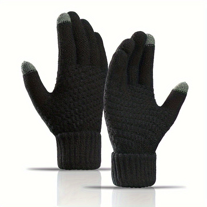 Luxurious Knit Jacquard Touchscreen Gloves - Velvety Soft, Ultra-Warm, and Coldproof - Universally Flattering Unisex Design with Innovative Split Finger Technology for Autumn Winter