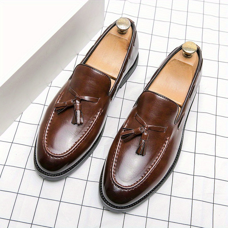 Elegant Men's Tassel Loafers - Versatile Slip-On, Non-Slip, Round Toe Business Shoes for All Seasons