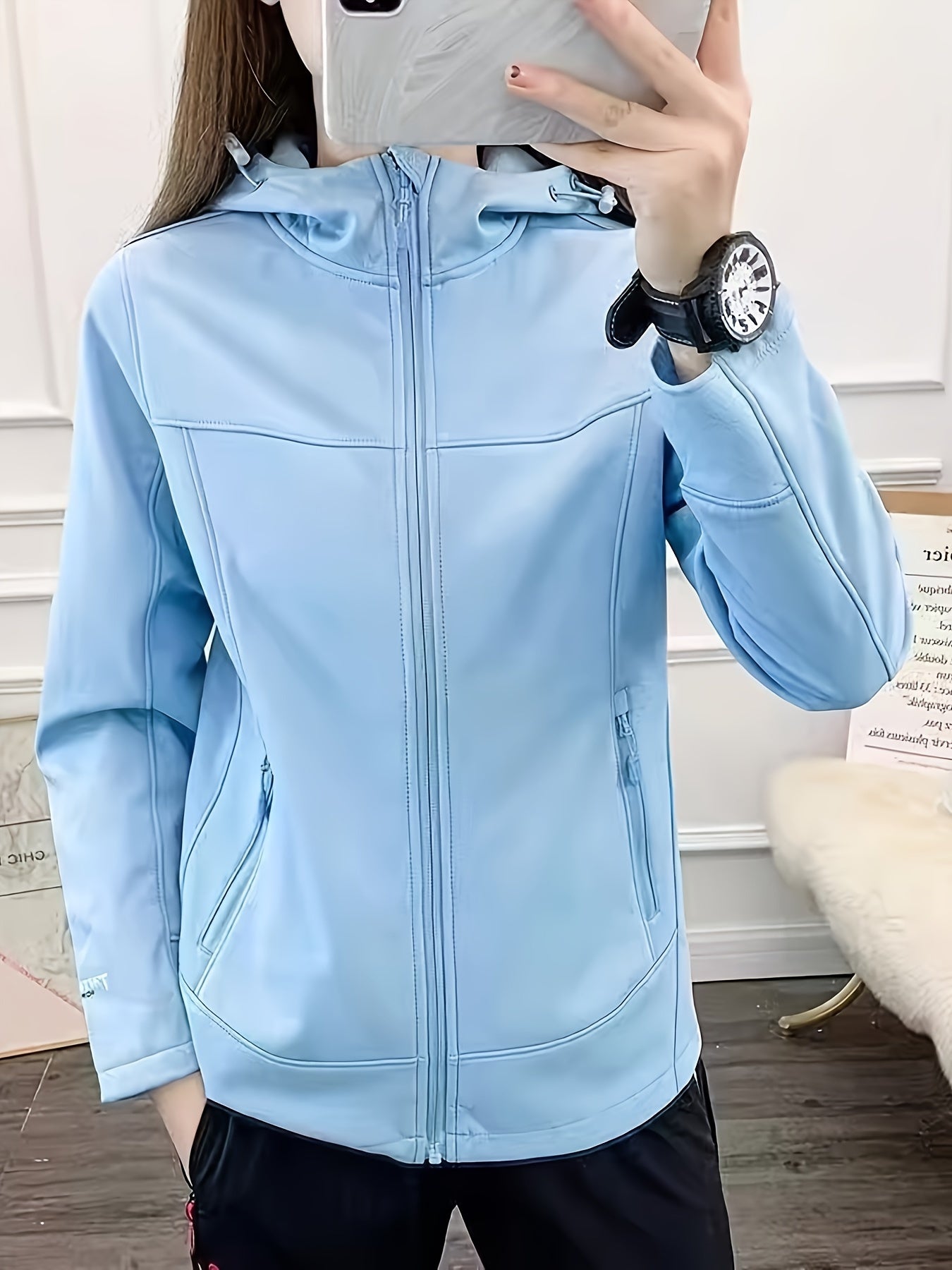 Womens Quilted Fleece Lined Waterproof Jacket - Durable & Windproof Outdoor Sportswear - Hooded Hiking Activewear for Stylish Adventures