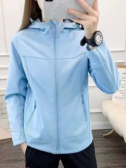 Womens Quilted Fleece Lined Waterproof Jacket - Durable & Windproof Outdoor Sportswear - Hooded Hiking Activewear for Stylish Adventures