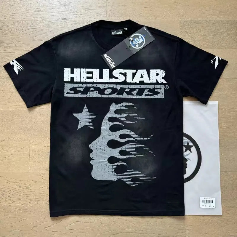 Hellstart Designer T Shirt Casual Hell Starr Cotton T-Shirt With Monogrammed Print Short Sleeve Top Hellstart Shirt Luxury Mens Hip Hop Clothing