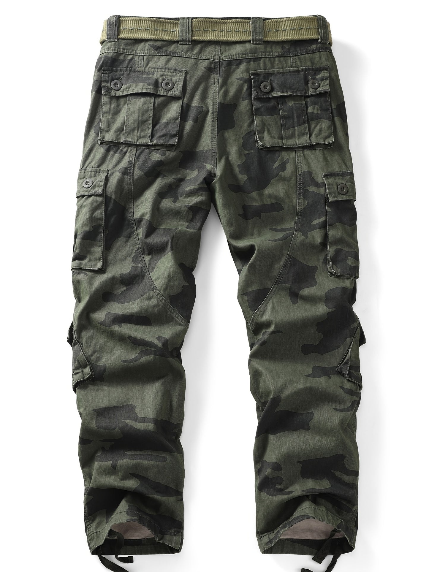 Mens Camo Cargo Pants - Loose Fit, Multi Flap Pockets, Zipper Fly, Cotton Fabric, Machine Washable - Perfect for Outdoor Activities, Weekend Casual, Hiking, Fishing, Angling, Streetwear