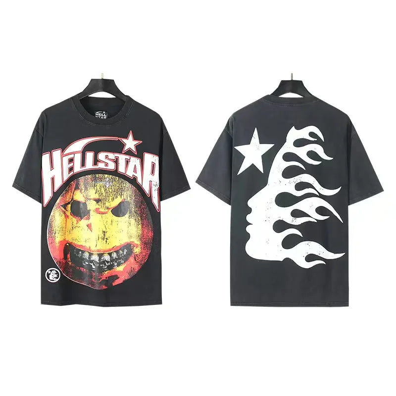 Hellstart Designer T Shirt Casual Hell Starr Cotton T-Shirt With Monogrammed Print Short Sleeve Top Hellstart Shirt Luxury Mens Hip Hop Clothing