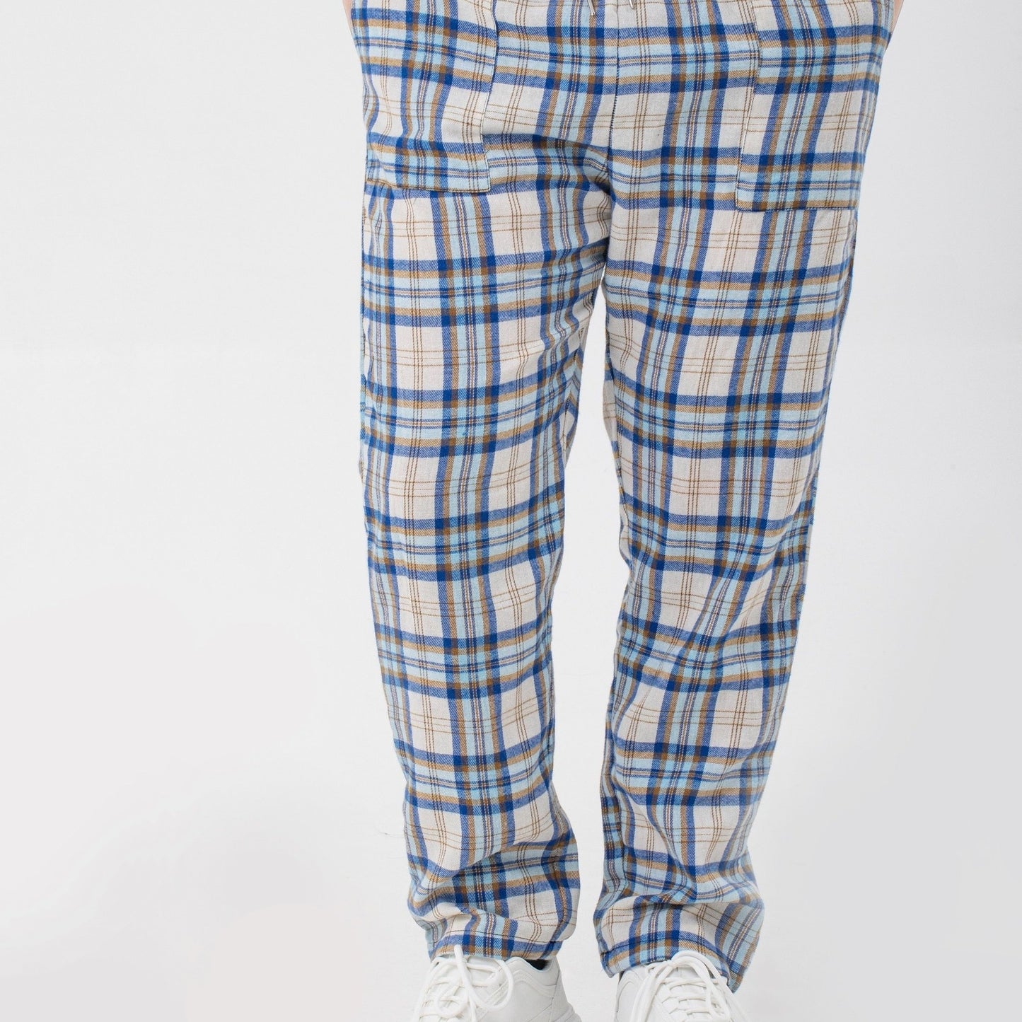 Men's Simple Style Plaid Pattern Casual Comfy Pants, Trendy Loose Stretchy Elastic Waist Home Pajamas Bottom, Suitable For Sleeping Home