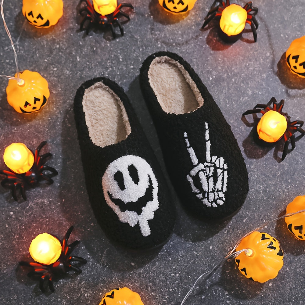 Cozy Cartoon-Themed Halloween Slippers - Soft Indoor & Outdoor Footwear with Non-Slip Sole for Young Ones