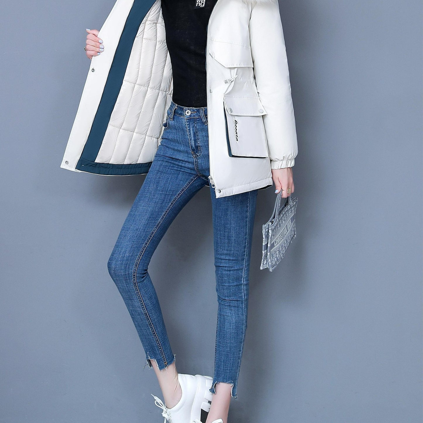 Long Padded Coat For Women, New Thickened Style With Hood, Loose Fit, Popular Jacket, Fashionable Parka Coat Suitable For Winter