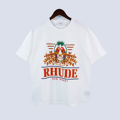 Brand Rhude T Shirts Designer Shirt Men Shorts Print White Black S M L Xl Street Cotton Fashion Youth Mens Tshirts Tshirt