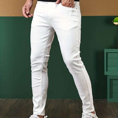 Men's Stretch Denim Jeans - Slim Fit, Casual Street Style with Pockets, Chic and Comfortable