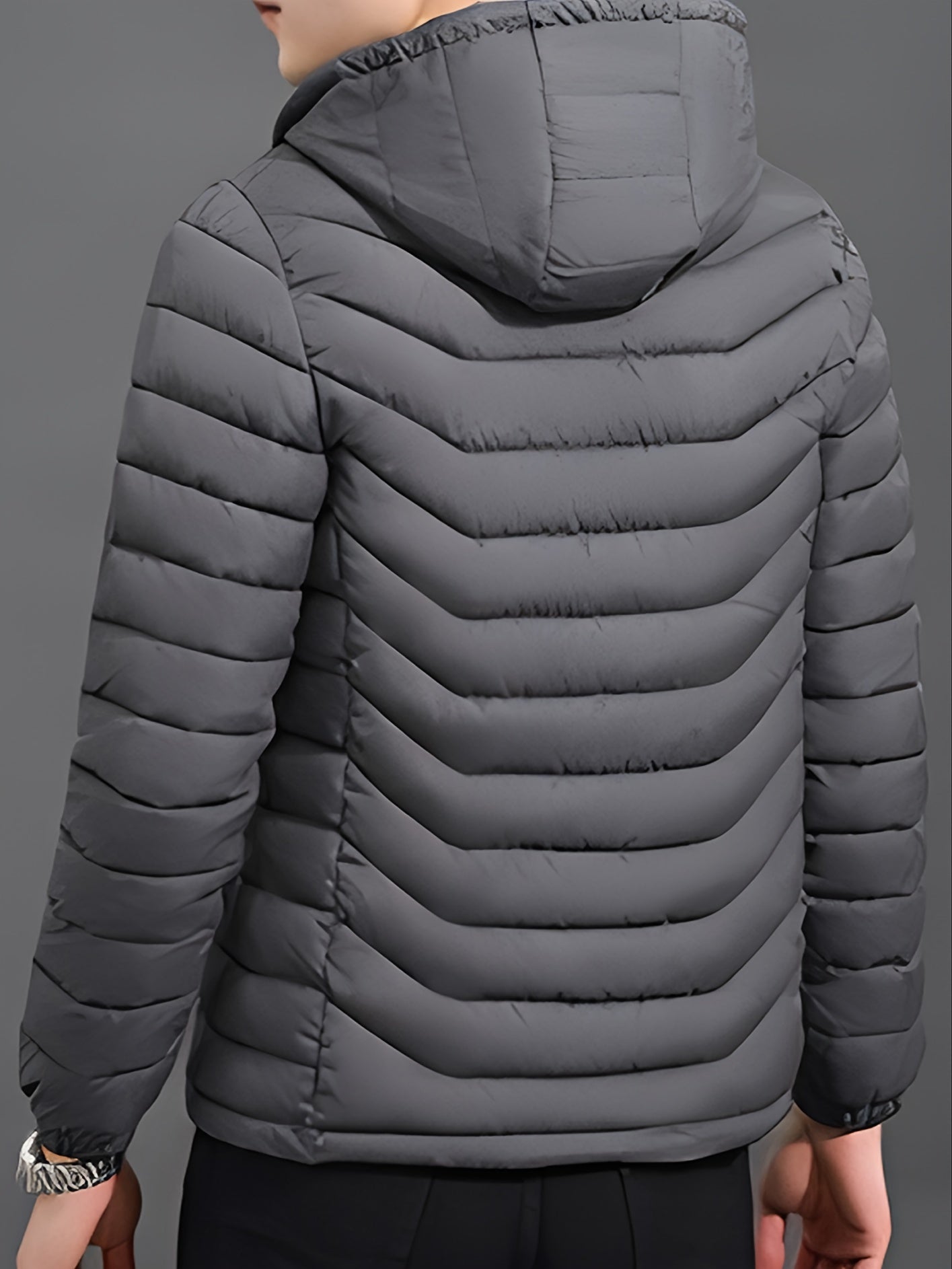 Mens Quilted Hooded Puffer Coat - Water-Resistant, Breathable, Zip-Up, Long Sleeve, Warm, and Lightweight - Perfect for City Walks, Street Hanging, and Winter Outdoor Activities