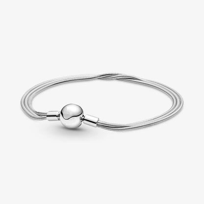 New S925 Sterling Sliver Color Basic Multiple Snake Bone Chain Bracelet For Women Gift Luxury Jewelry Fit Original Pandora Charm