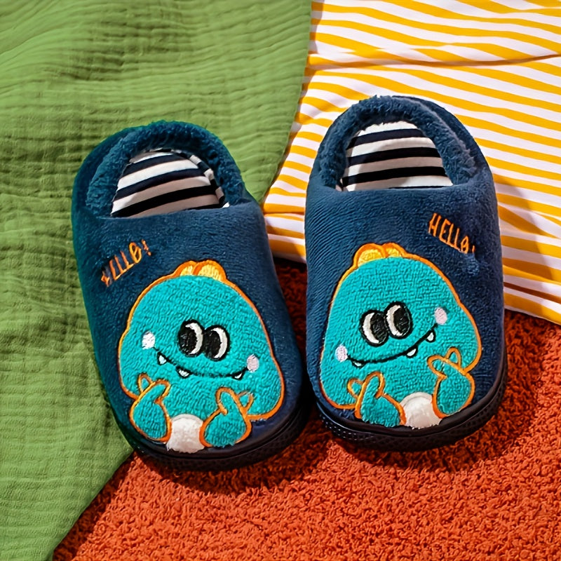 Cozy Cartoon Plush Kids' Slippers - Warm, Lightweight & Non-Slip for Boys and Girls - Perfect for Fall/Winter Indoor Comfort