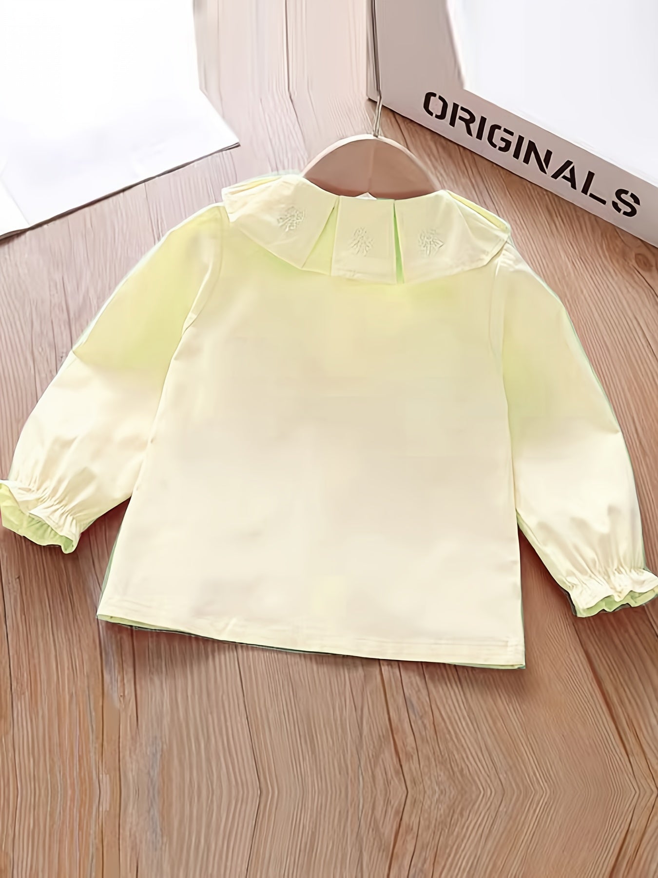 Toddler Girls Uniform Shirt Pleated Collar Long Sleeve Cute Blouse Tops