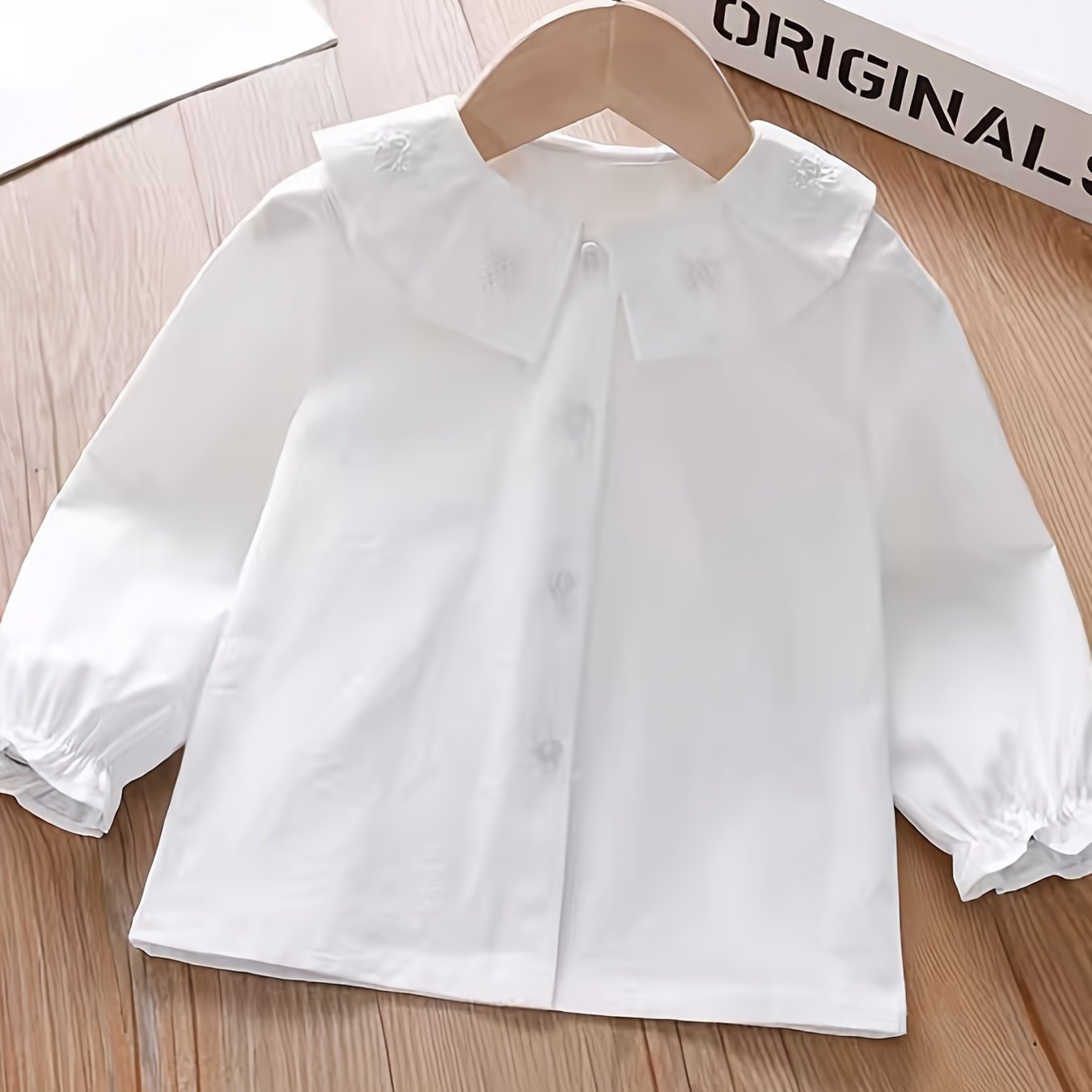 Toddler Girls Uniform Shirt Pleated Collar Long Sleeve Cute Blouse Tops