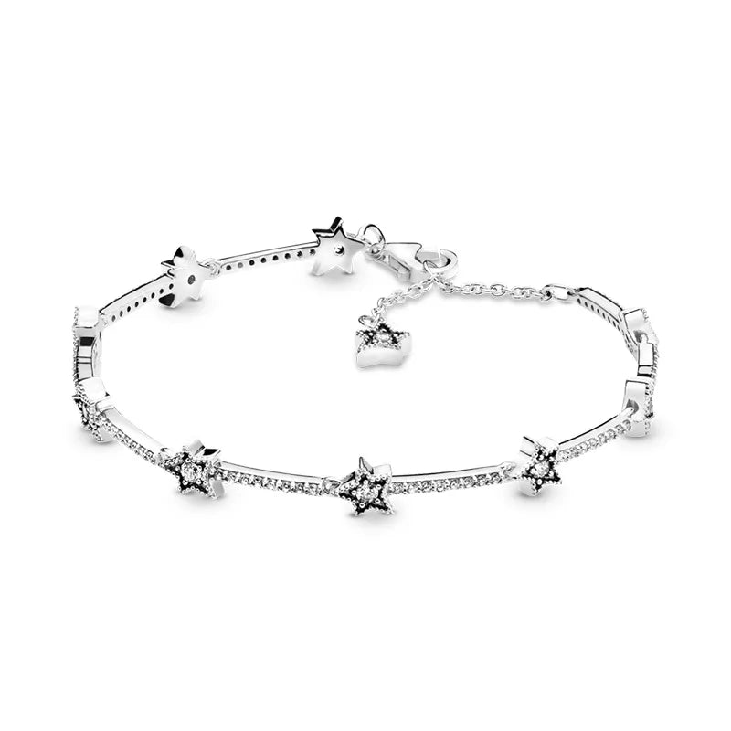 Celestial Stars Link Bracelet for Pandora Authentic Sterling Silver Hand Chain Wedding Jewelry For Women Girlfriend Gift designer Bracelets with Original BOX