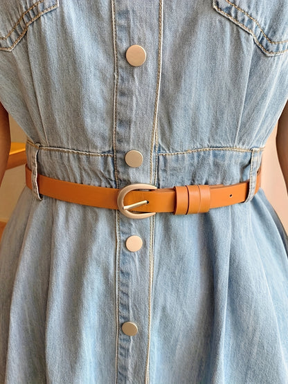 Chic Single-Breasted Denim Dress - Short Sleeve with Belted Waist - Elegant Lapel Casual Washed Style - Womens Premium Jeans Clothing