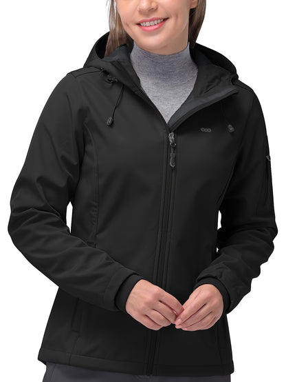 Waterproof Winter Sports Coat - Windproof Fleece Lined, Zipper Pocket, Breathable, Quick-Drying, Reflective, Long Sleeves, Sporty Design - Women's Activewear for Outdoor Activities, Hiking, Camping, Cycling, and Skiing