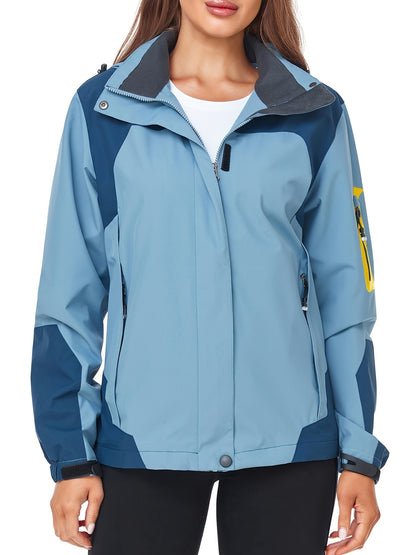 Water Resistant Lightweight Active Raincoat Jacket for Women - Waterproof Jackets with Removable Hood, Breathable, Packable, and Windproof Design - Ideal for Outdoor Activities and Travel