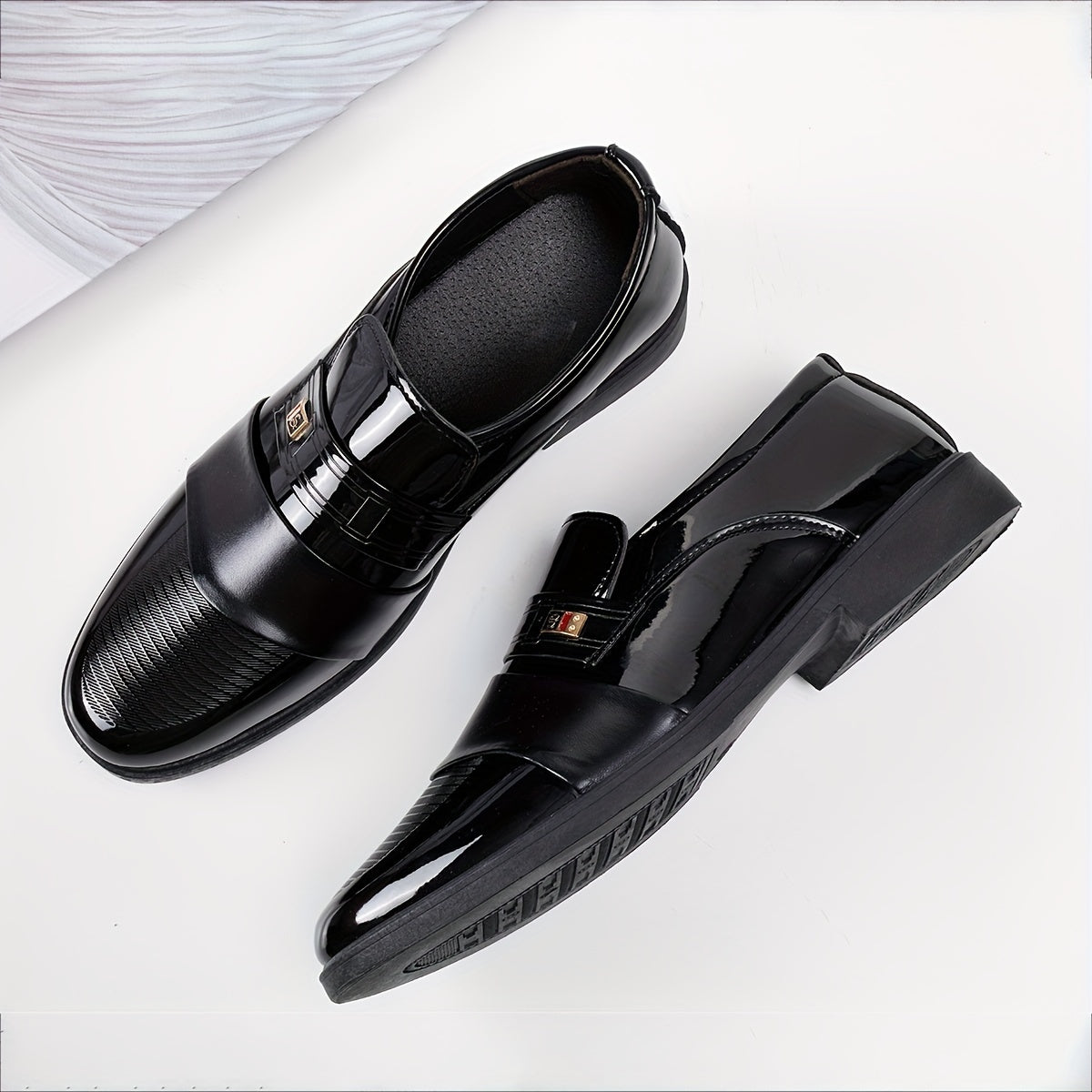 Mens PU Loafers - Slip-On Formal Shoes with Rubber Soles and PU Insoles for Business Office, Spring, Summer, and Autumn Wear - Easy to Wear and Comfortable