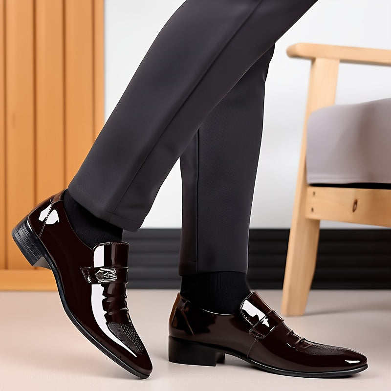 Mens Luxury Patent Leather Loafers - Anti-Skid, Slip-Resistant, Formal Dress Shoes for Business Office, Wedding, and Special Occasions - High-Quality, Comfortable, and Breathable