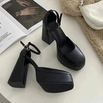 Dress Shoes Elegant high heels for womens  sexy ankle strap black and white platform party shoes dress pump women H240527