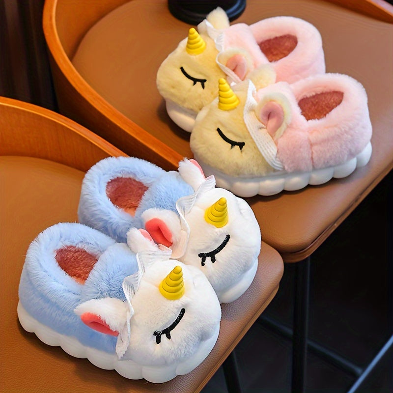 Cozy Cartoon Plush Slippers for Young Youngsters - Warm, Comfy Indoor Footwear with Non-Slip Sole, Suitable for Ages 3-6