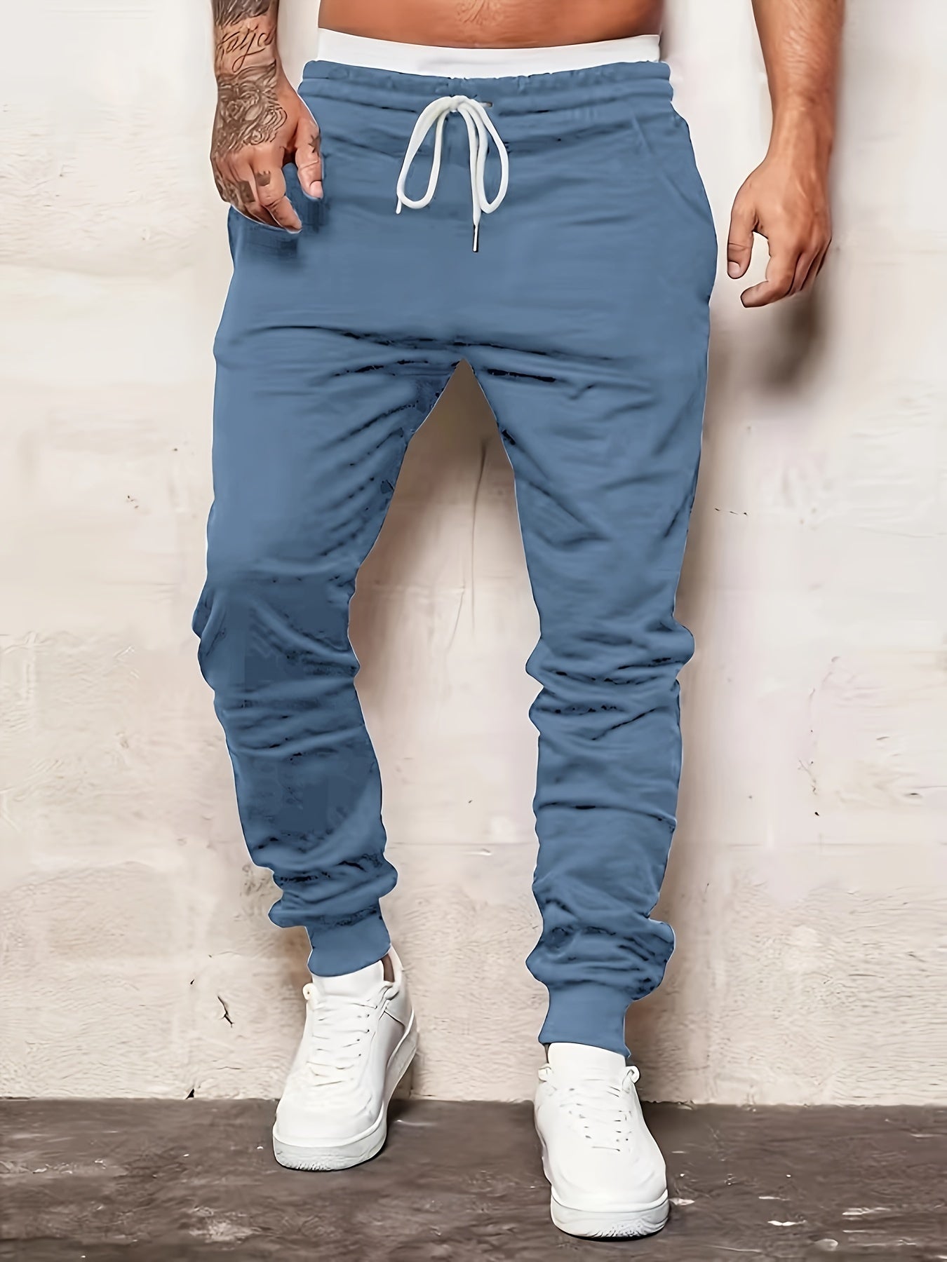 Mens Comfortable Loose Fit Joggers with Drawstring Waist - Durable Sweatpants for Casual Winter & Fall Running, Stylish Jogging - Elastic Sides Pockets for Active Outdoors