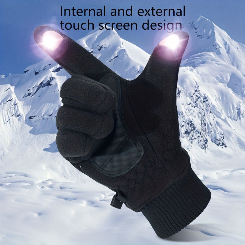 Winter Warm Gloves Flip Touch Screen Non-slip Stretch Gloves Outdoor Sports Cycling Skiing Gloves