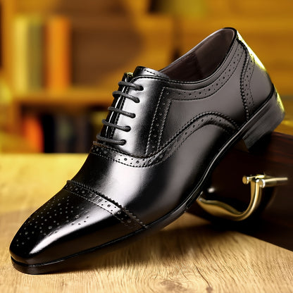 Mens Premium Cap-toe Brogue Oxford Shoes - Fashionable, Comfortable & Durable - Breathable, Anti-skid, Slip-resistant - Ideal for Business Office, All Seasons