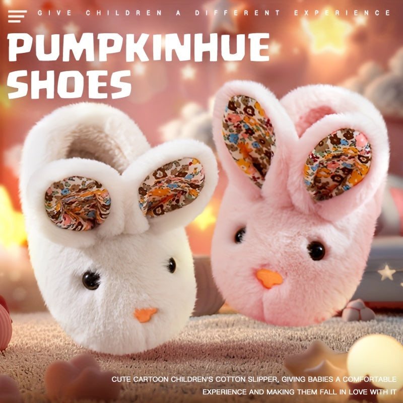 Girls' Adorable Bunny Fuzzy Slippers-Non-Slip Sole-Comfy Warm Indoor Footwear-Perfect for Chilly Seasons